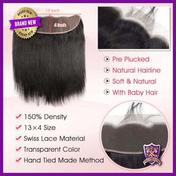 Brazilian Virgin Human Hair Extensions with HD Lace Frontal 4 Bundles